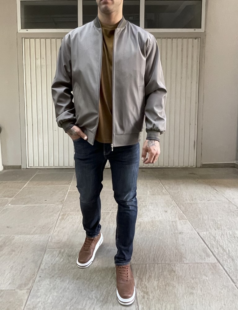 Ανδρικό χακί ελαφρύ Bomber Plus Size D1900X φωτογραφία